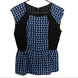 Black, Blue & White Blouse